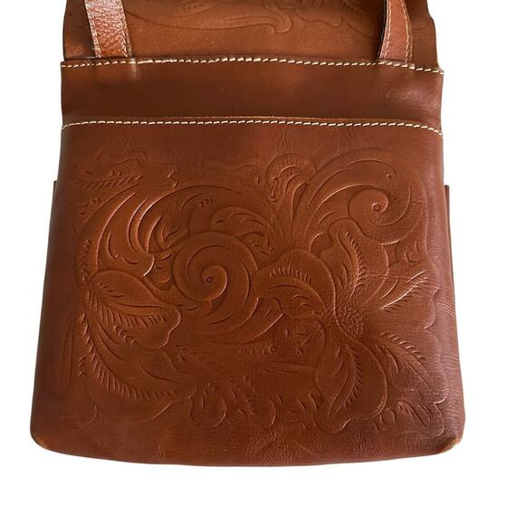 Patricia Nash Tooled Leather Crossbody Brown Floral Embossed Boho Western Bag - Picture 9 of 16